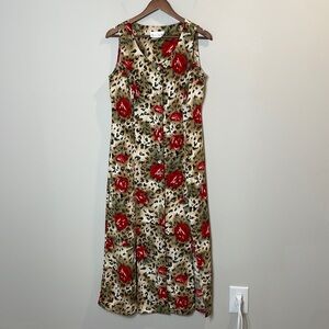Miss Dorky cheetah and rose print sleeveless maxi length dress